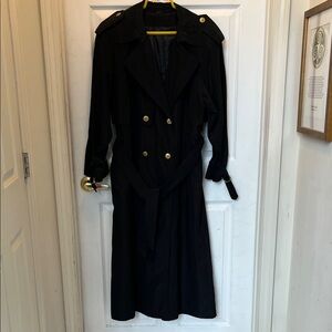 Parkhurst Black Trench Coat with Gold Buttons
